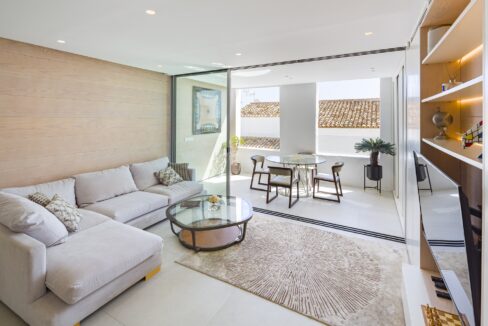 3- Living Room 2 bedroom apartment for rent in Puerto Banus, beachside, sea views, Marbella, Costa del Sol