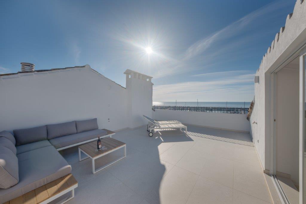 roof top with sea and mariana views living room - Puerto Banus Front Line duplex Penthouse with 2 terraces and panoramic sea views by Jacques Olivier Marbella